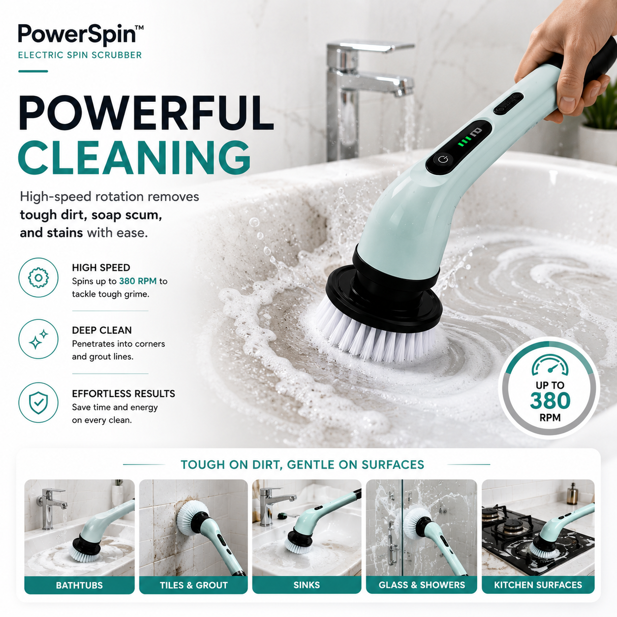PowerSpin™ Electric Spin Scrubber