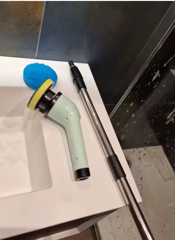 PowerSpin beside a bathtub